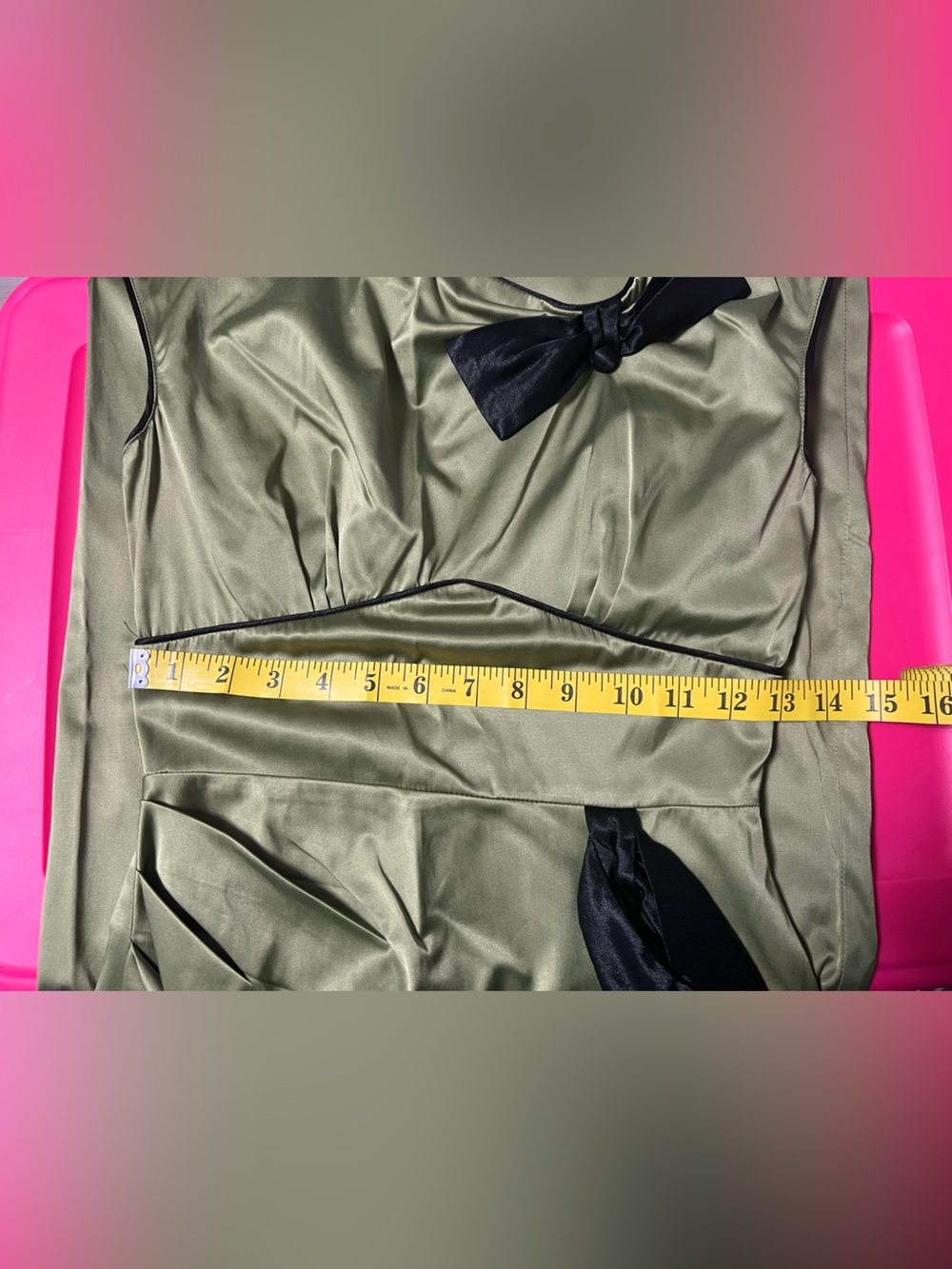 Stop Staring Green Timeless Satin Bow Dress - Picture 11 of 13